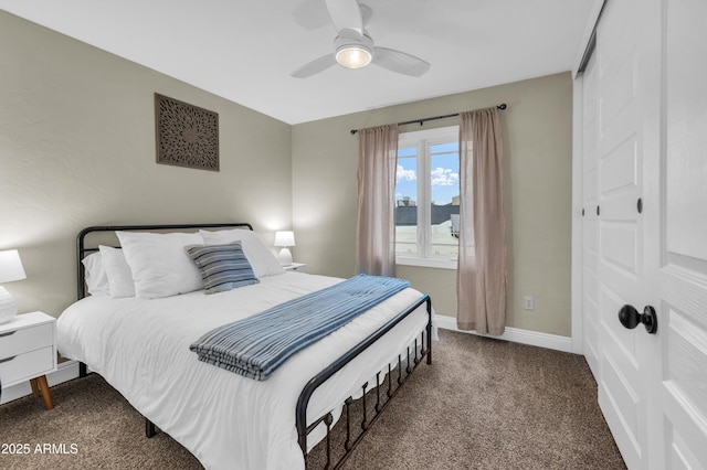 5435 E Cambridge Ave, Phoenix, AZ 85008 - carpeted bedroom featuring baseboards and a ceiling fan