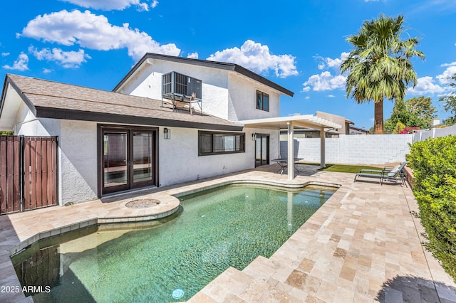 5435 E Cambridge Ave, Phoenix, AZ 85008 - view of pool featuring a fenced backyard, a patio, and french doors