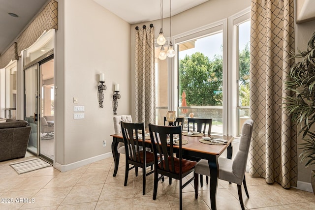 dining room with light tile patterned floors