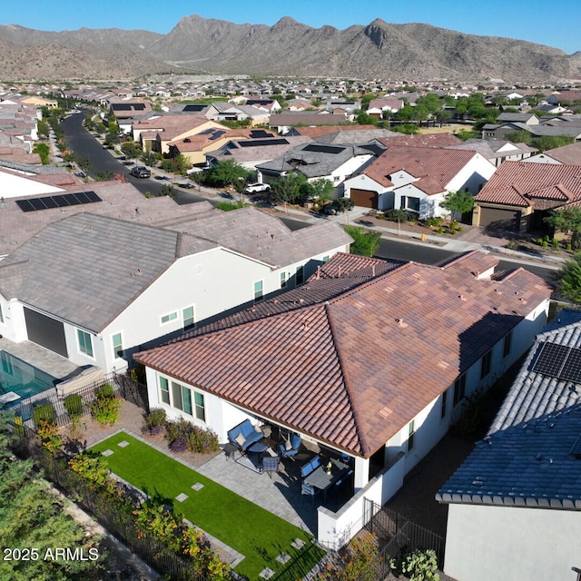 bird's eye view with a mountain view and a residential view