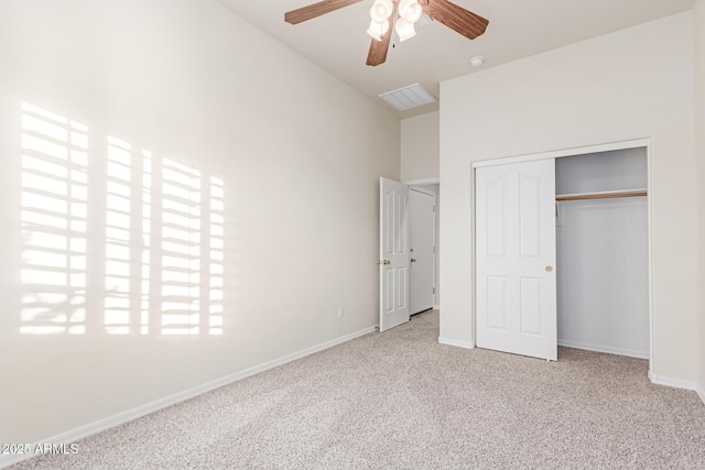 13007 W Tuckey Ct, Glendale, AZ 85307 - unfurnished bedroom featuring carpet flooring, a closet, baseboards, and ceiling fan