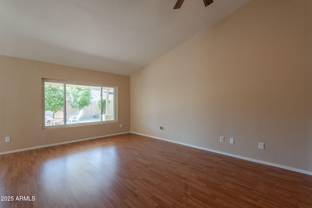 4349 W Cielo Grande, Glendale, AZ 85310 - unfurnished room with lofted ceiling, wood finished floors, ceiling fan, and baseboards