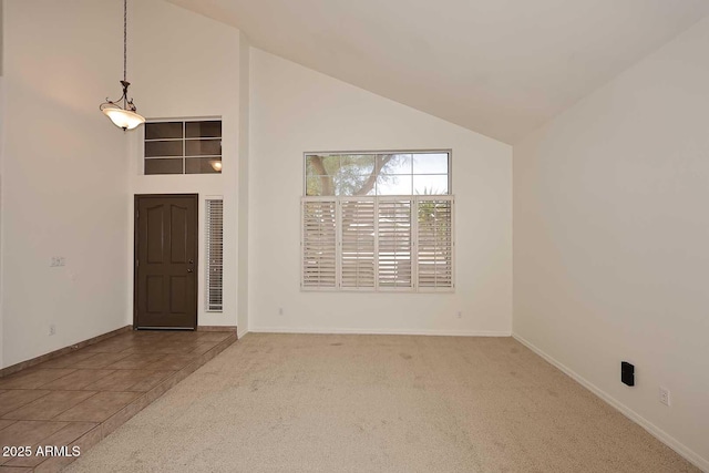 14833 S 14th Pl, Phoenix, AZ 85048 - interior space featuring high vaulted ceiling, baseboards, and carpet