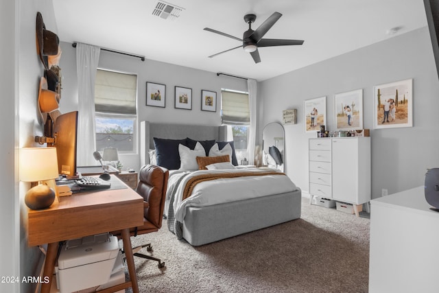5871 N 187th Ln, Litchfield Park, AZ 85340 - carpeted bedroom with multiple windows, an office area, and ceiling fan