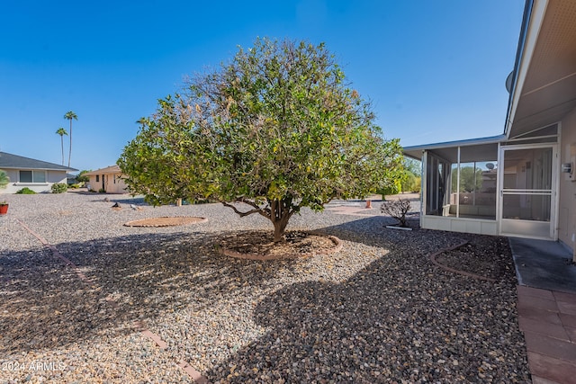 view of yard featuring a sunroom