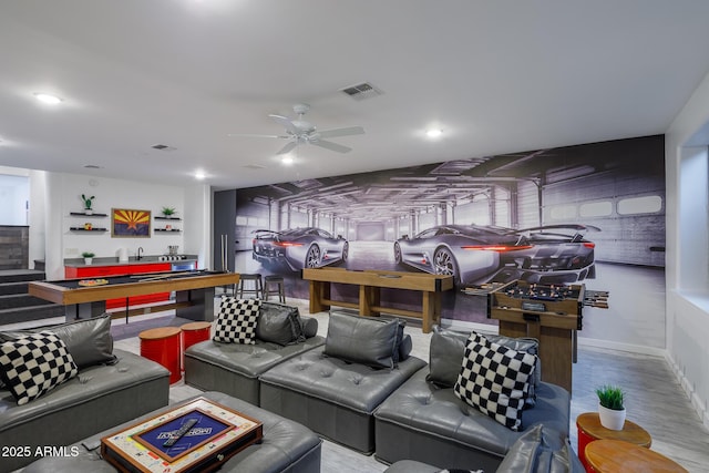 30020 N 63rd St, Cave Creek, AZ 85331 - living area featuring visible vents, bar, billiards, and a ceiling fan