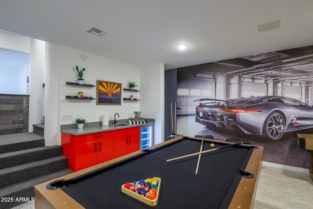 30020 N 63rd St, Cave Creek, AZ 85331 - playroom with visible vents, wet bar, a sink, pool table, and wine cooler