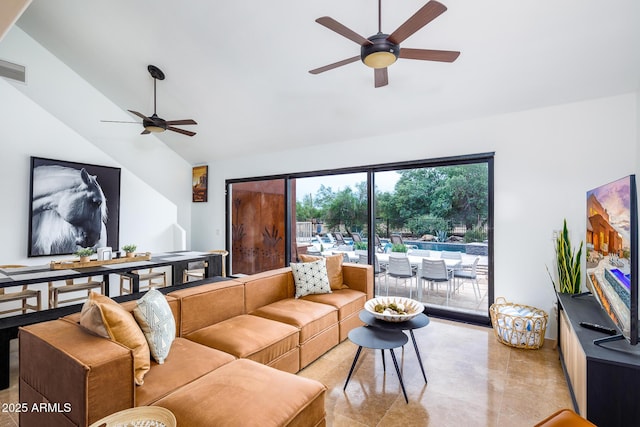 30020 N 63rd St, Cave Creek, AZ 85331 - living area featuring ceiling fan and vaulted ceiling