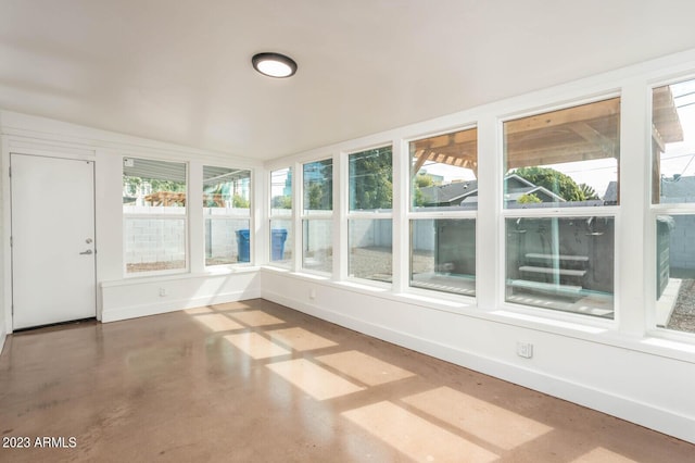 view of unfurnished sunroom