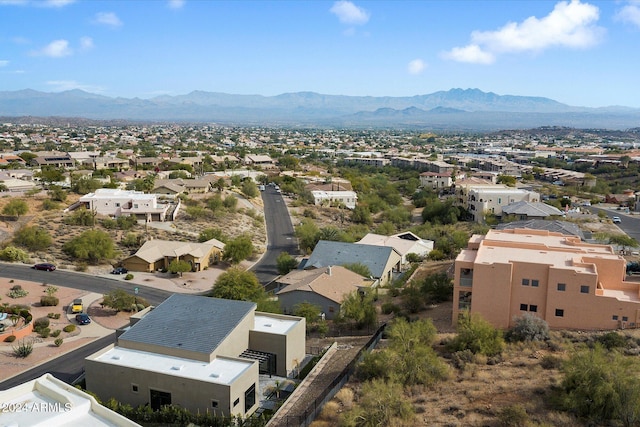 bird's eye view with a mountain view