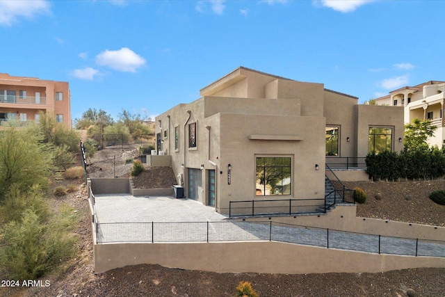 exterior space with a garage