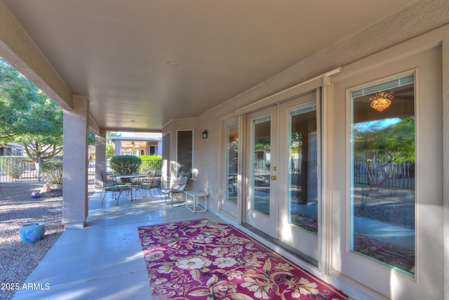 view of patio featuring french doors