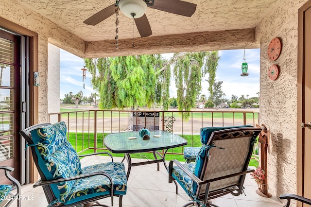 balcony with ceiling fan