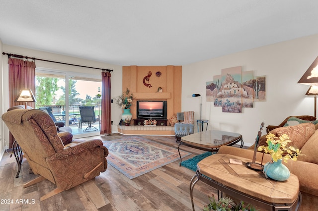 living room featuring hardwood / wood-style flooring