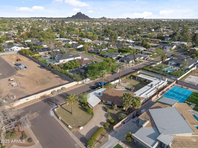 4461 E Flower St, Phoenix, AZ 85018 - aerial view of property and surrounding area featuring mountains and nearby suburban area