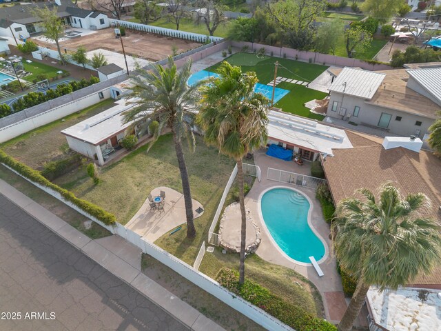 4461 E Flower St, Phoenix, AZ 85018 - aerial view of residential area with a pool