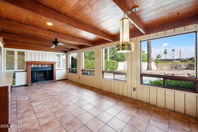 4461 E Flower St, Phoenix, AZ 85018 - unfurnished sunroom with beamed ceiling