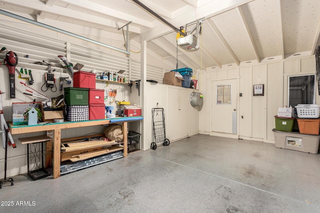 garage with a garage door opener