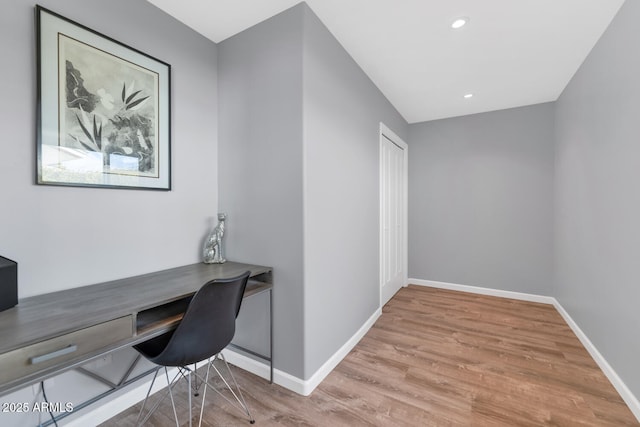 home office featuring light wood-type flooring