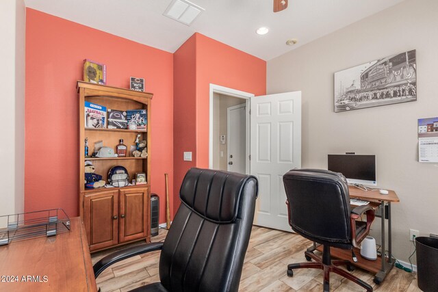 office featuring light hardwood / wood-style floors