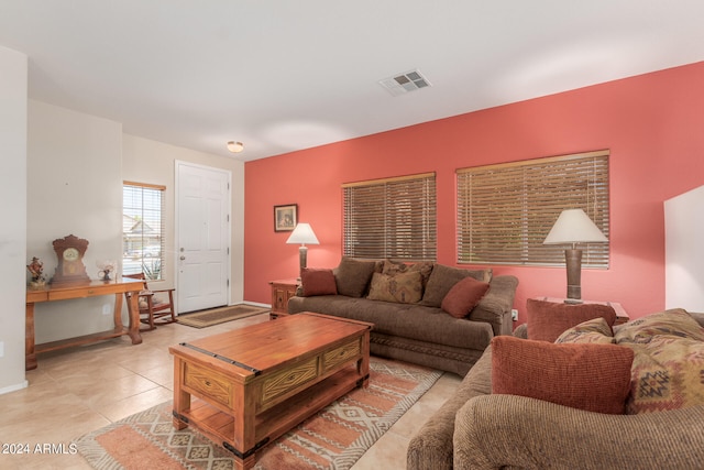 view of tiled living room