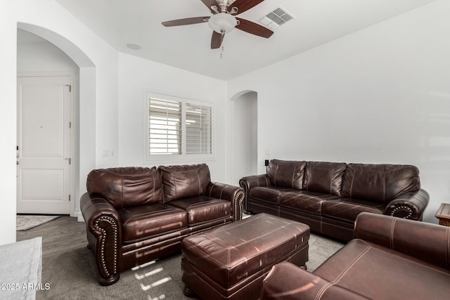 2052 E Scorpio Pl, Chandler, AZ 85249 - living area featuring arched walkways and a ceiling fan
