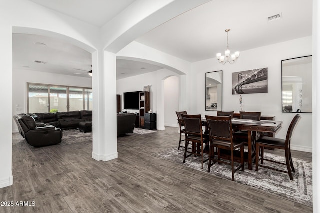 2052 E Scorpio Pl, Chandler, AZ 85249 - dining space featuring wood finished floors, ceiling fan, and baseboards