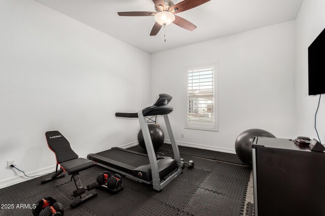 2052 E Scorpio Pl, Chandler, AZ 85249 - workout area with baseboards and ceiling fan