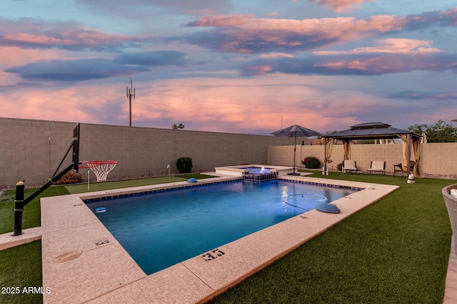 2052 E Scorpio Pl, Chandler, AZ 85249 - view of swimming pool with a gazebo and a pool with connected hot tub