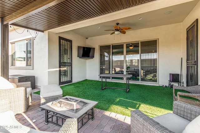 2052 E Scorpio Pl, Chandler, AZ 85249 - view of patio / terrace featuring ceiling fan and an outdoor hangout area