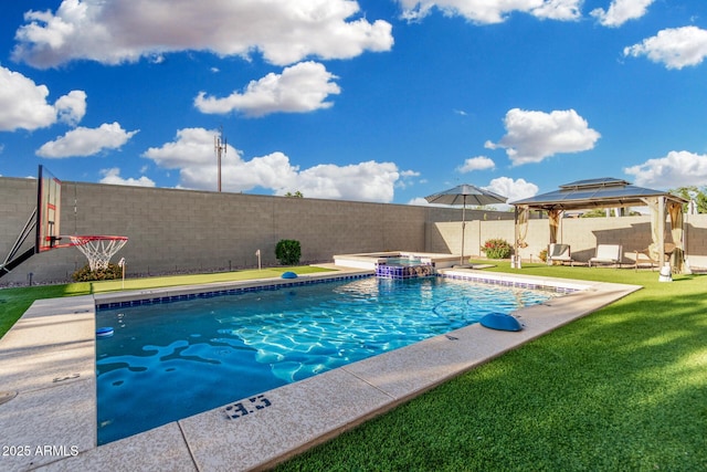 2052 E Scorpio Pl, Chandler, AZ 85249 - view of swimming pool with a gazebo and a pool with connected hot tub