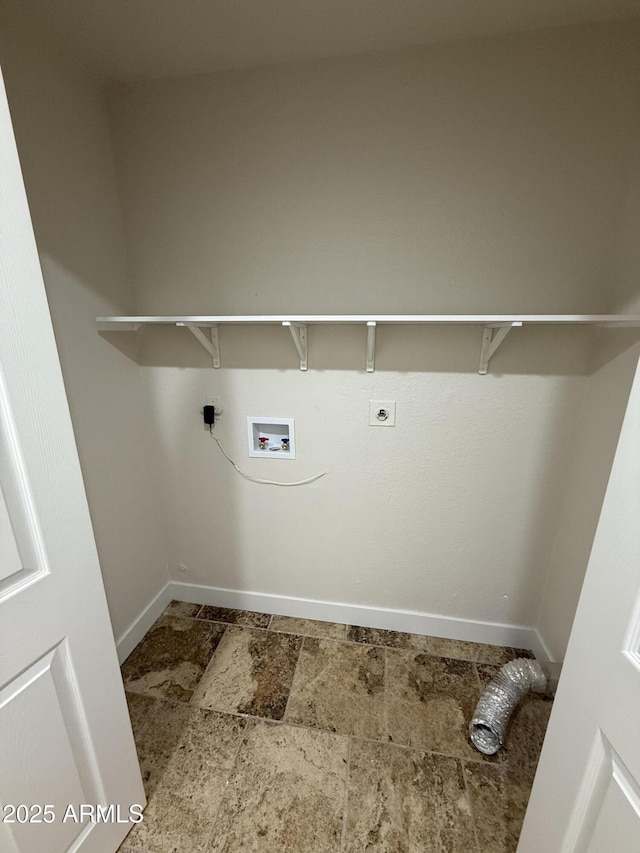 1841 N Wilbur Cir, Mesa, AZ 85201 - laundry area with hookup for an electric dryer, hookup for a washing machine, baseboards, and stone tile floors