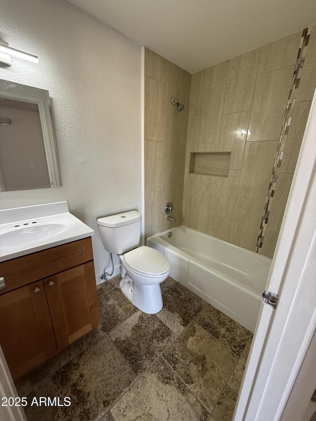1841 N Wilbur Cir, Mesa, AZ 85201 - full bath featuring toilet, vanity, shower / bath combination, and stone finish flooring