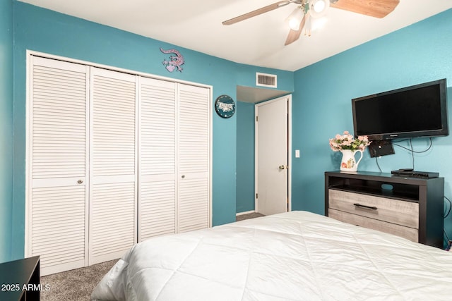 1807 E Jamaica Ave, Mesa, AZ 85204 - bedroom featuring a closet, carpet, and ceiling fan