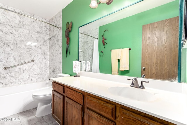 1807 E Jamaica Ave, Mesa, AZ 85204 - full bathroom with vanity, shower / bath combo with shower curtain, and tile patterned floors