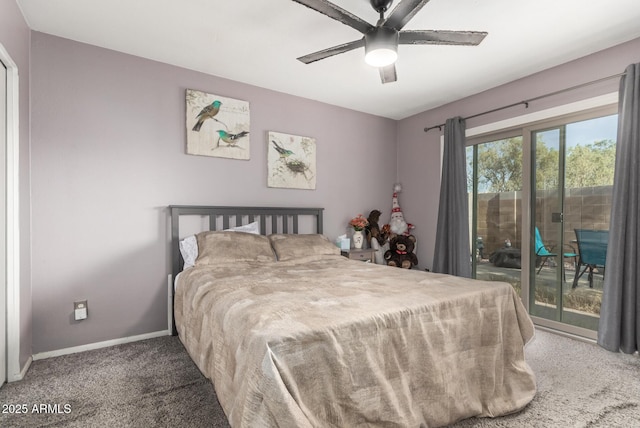 1807 E Jamaica Ave, Mesa, AZ 85204 - bedroom with carpet floors, access to exterior, and ceiling fan
