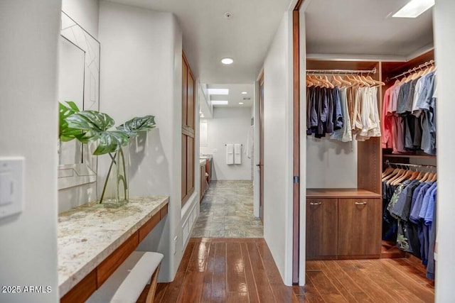 interior space featuring dark hardwood / wood-style flooring