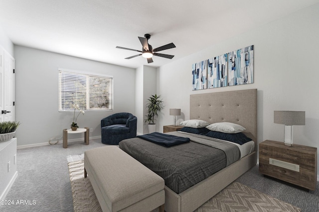 bedroom featuring ceiling fan