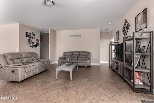 living area with baseboards