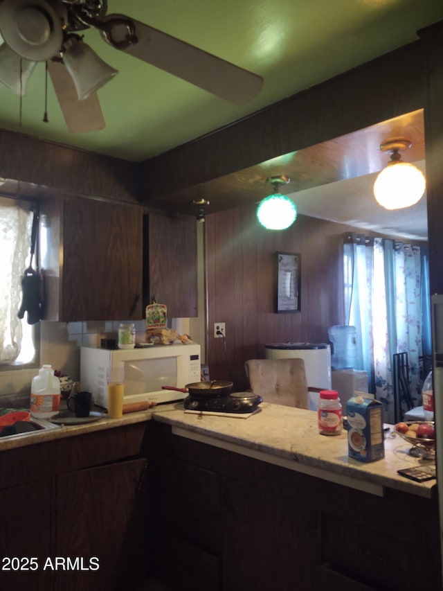 kitchen with dark brown cabinets