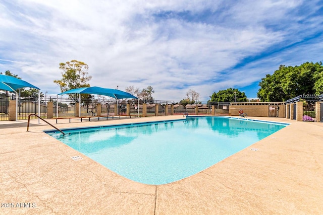 view of swimming pool featuring a patio