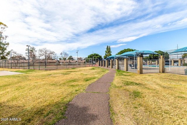 view of yard with a swimming pool