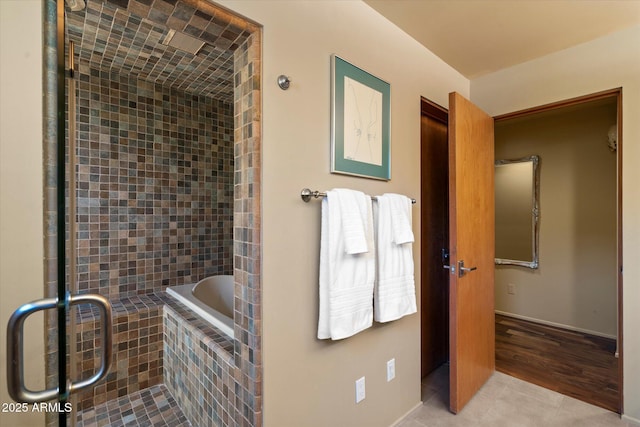3120 Arroyo Hondo, Carefree, AZ 85377 - full bathroom featuring tile patterned flooring, tiled tub, and a tile shower