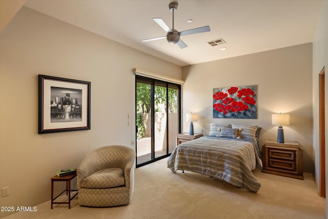 3120 Arroyo Hondo, Carefree, AZ 85377 - carpeted bedroom featuring ceiling fan, visible vents, and access to exterior