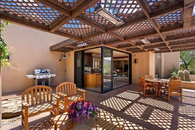 3120 Arroyo Hondo, Carefree, AZ 85377 - exterior space with a patio area, outdoor dining area, a pergola, and grilling area