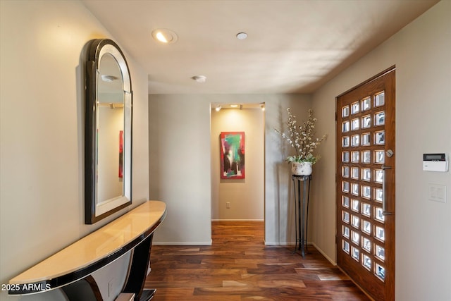 3120 Arroyo Hondo, Carefree, AZ 85377 - hall featuring baseboards, dark wood-type flooring, and recessed lighting