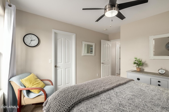 bedroom featuring ceiling fan