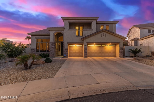 view of front of house with a garage