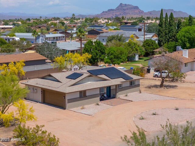 bird's eye view featuring a residential view and a mountain view