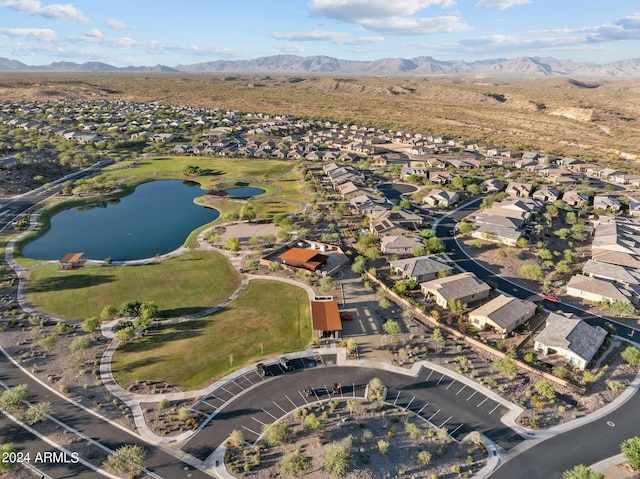 aerial view with a water and mountain view